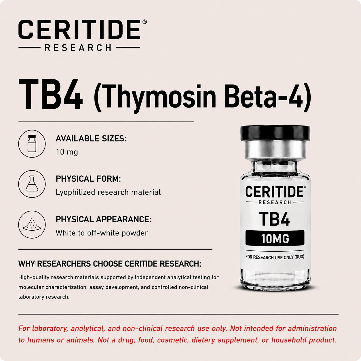 TB4 research-use-only with available size 10 mg.