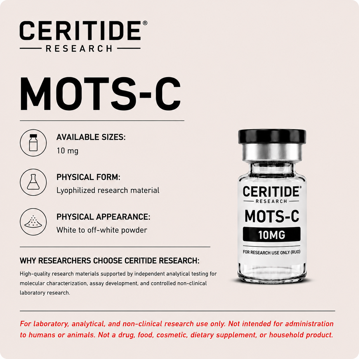 MOTS-C research-use-only with available size 10 mg.